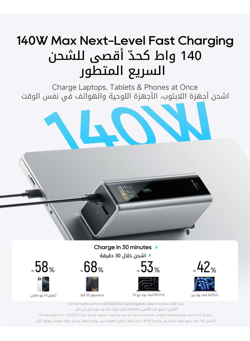 CUKTECH 15 Ultra Power Bank, 20,000mAh 165W MAX Portable Charger for Laptop with PD 3.1 Fast Charging, Smart Display for MacBook Pro, iPhone 17/16, Samsung S25, Steam Deck (Flight-Approved) - Image 4